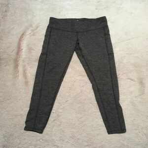 Champion Leggings, Black and Grey Knit Pattern, Polyester and Spandex, Large